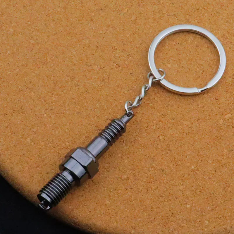 Spark Plug Style Metal Keychain
