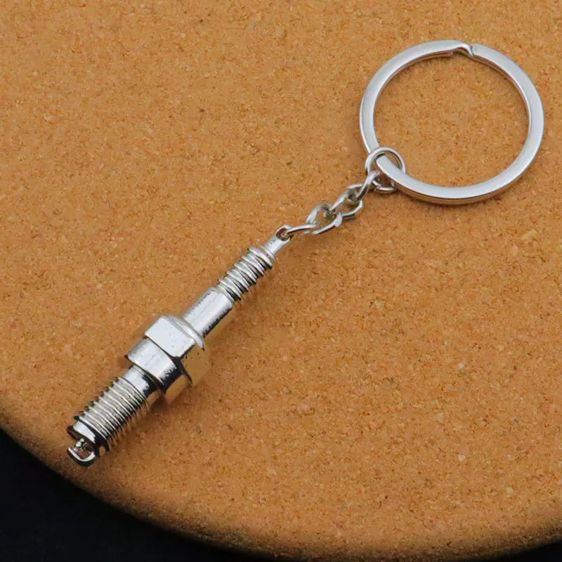 Spark Plug Style Metal Keychain